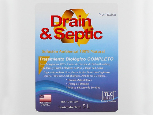 Bacteria P/eliminar Malos Olores Baños Drain & Septic 5 Lts