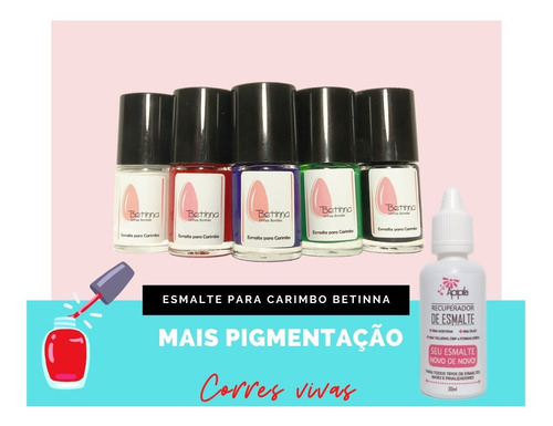 Kit 05 Esmaltes Para Carimbo Betinna + Recuperador