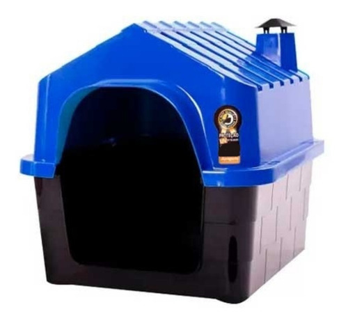Casinha Para Cães Com Chaminé Durapets Nº5 Cor Azul