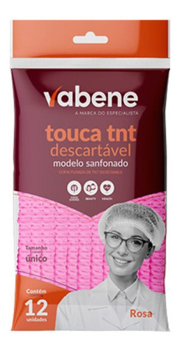 Touca Vabene Tnt Descartável Rosa C/12 Uni Tam:único