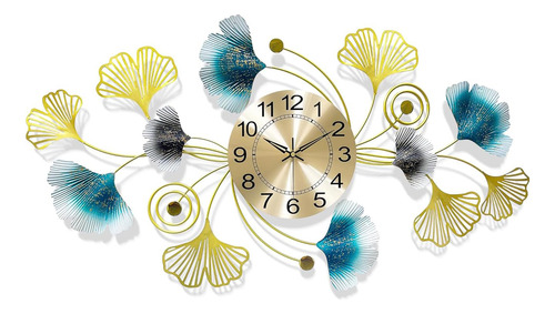 Reloj Pared Diseño Hoja Ginkgo Metal Decorativo Decoracion