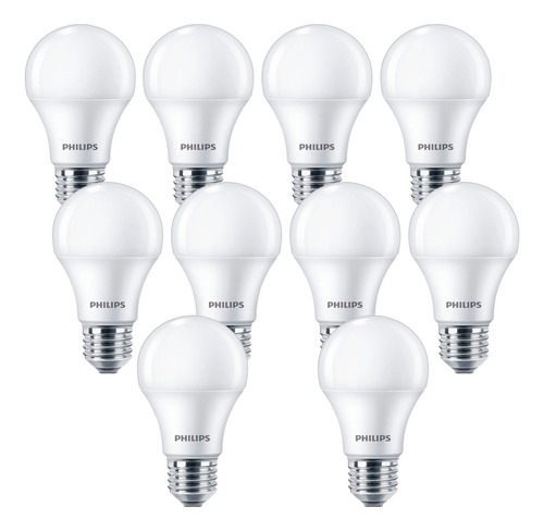 Combo X10 Lamparas Led Ecohome Philips 9w E27 6500k Blan Fri