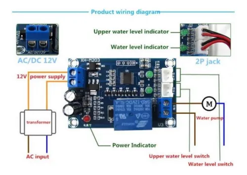 Kit Controlador De Nivel Xh-m203 + 2 Boya Sensor Vertical