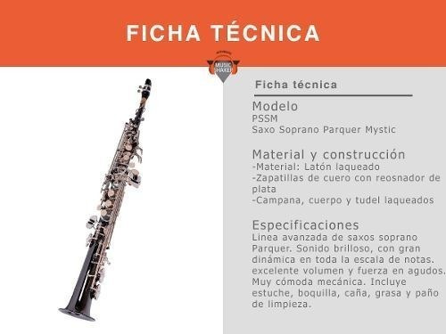 Saxo Soprano Parquer Mystic Con Estuche Boquilla Y Correa