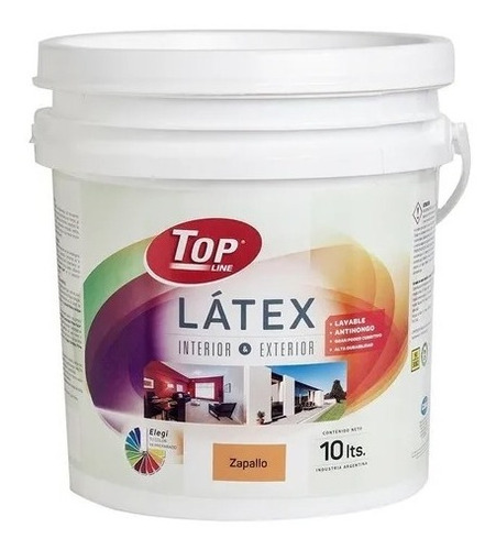 Pintura Látex Top Lavable Interior Exterior 10 Litros Color 