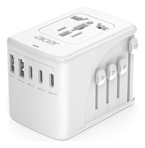 Adaptador De Enchufe De Viaje Acer Universal 5 Puertos Usb 5