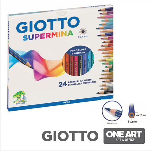 Lapices Giotto Supermina Escolar 3.8mm X 24 Colores Largos