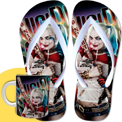 Imagem 1 de 7 de Chinelo Da Arlequina Com Caneca De Brinde Postagem Em 24hs