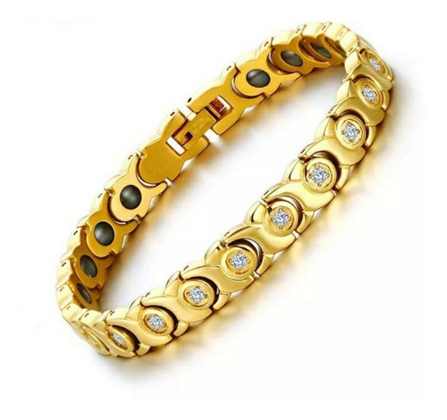 Pulseira Bracelete Feminina Banhada Ouro 18k 750 Magnética