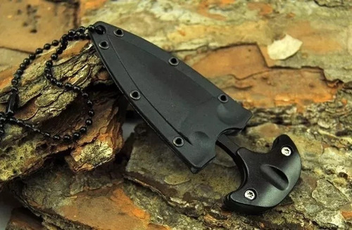 Mini Faca Push T Dagger Fulltang Black Corrente Pescoço Nfe