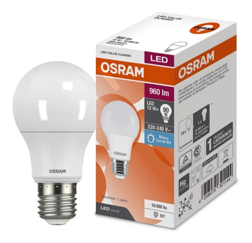 Lampara Foco Led Bulbo A60 12w Luz Fria / Luz Calida Osram