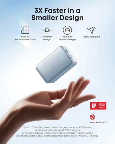 Banco De Potência Anker Nano 45w 10000mah iPhone/galaxy 5 V Azul