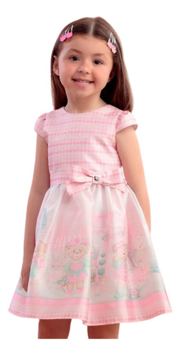 Vestido De Festa Infantil Cuddly Rosa Petit Cherie 22154
