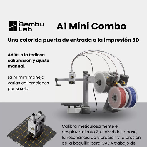 Impresora 3d Bambulab A1 Mini Combo Ams + 4kg Pla + Curso 3d Color Space Gray