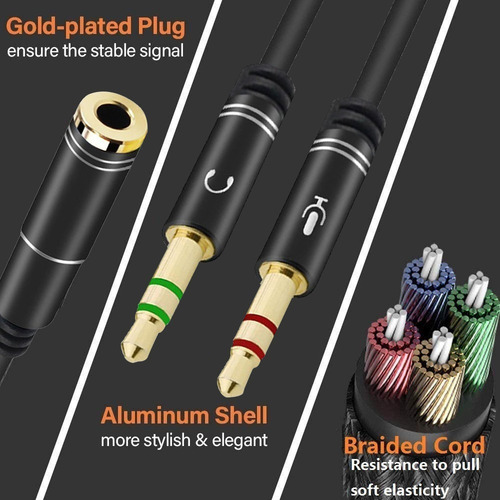 Adaptador Mic Y Audio 3.5 Mm Divisor De Audio Est¿reo 2in1