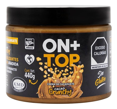 3 Pzas Nuevo Crema De Cacahuate On+ Top Cacao Crunchy 440 G