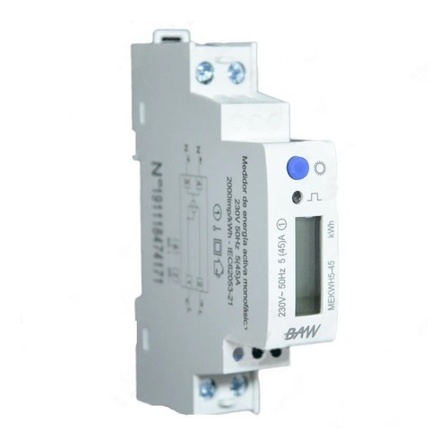 Medidor Monofasico Luz Interno Digital Hogar Baw Mekwh5-45 P