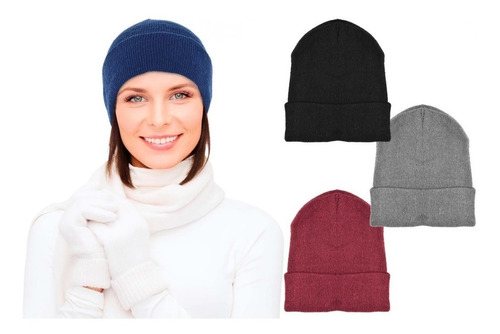 Gorro Lana Acrílica X 6 Color Liso Surtidos Unisex Invierno