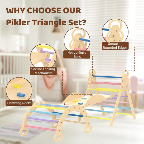 Juego De Triángulos Pikler 7 En 1, Juguetes De Escalada Para