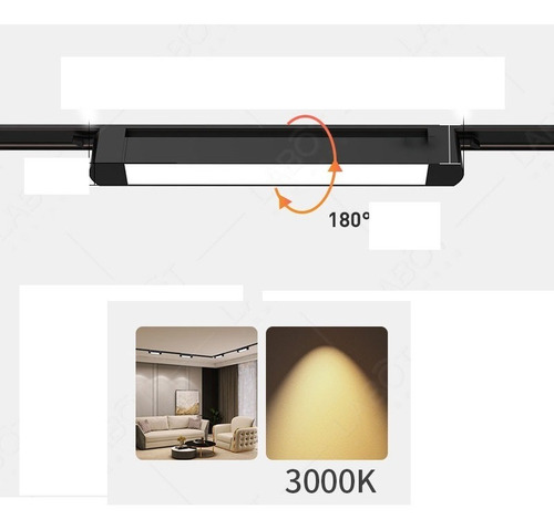 Luminária Led Difusa Linear 35w P/ Trilho Eletrificado 3000k Cor Preto 110v/220v