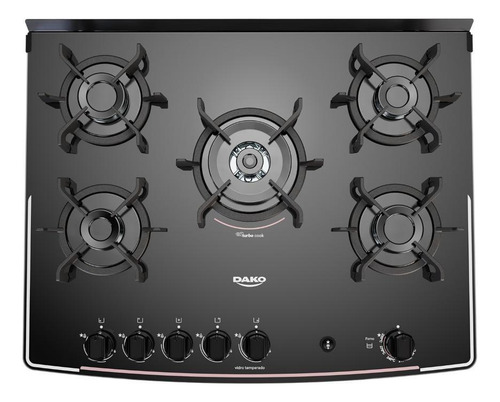 Fogão 5 Bocas Preto Com Mesa De Vidro E Timer Digital Bivolt