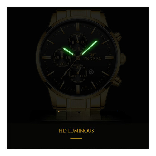 Relojes Impermeables Con Calendario De Lujo Para Negocios De Color De La Correa Dorado