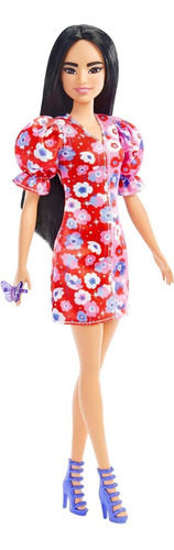 Barbie Fashionistas - Muñeca Con Pelo Largo Negro Y Vestid.