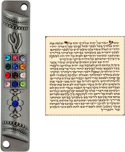 Mezuzah Talisman4u, De Peltre, Diseño Floral, Con Pergamino