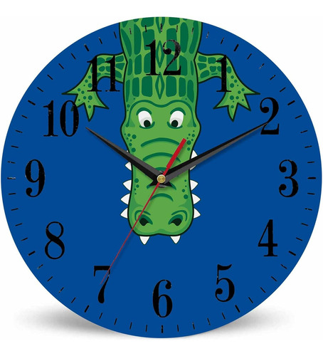 Reloj De Pared De Cocodrilo Verde Dibujo Animado Con Dientes