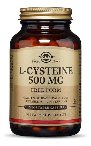 L-cysteine 500 Mg Solgar, 90 Cápsulas Vegetales