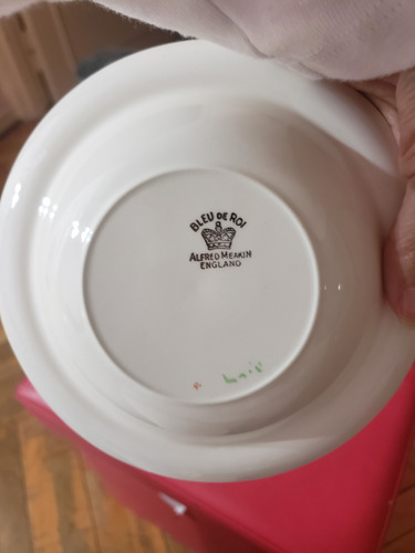 Plato Postre Porcelana Antigua Bleu De Roi A. Meakin England Blanco (Usado)