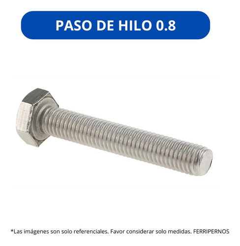 Perno Hexagonal Inoxidable 5-0.8 X 16mm Din933- A2 (10 Uni)