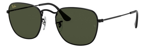 Óculos de sol Ray-Ban Round Frank Legend Standard armação de metal cor polished black, lente green clássica, haste polished black de metal - RB3857