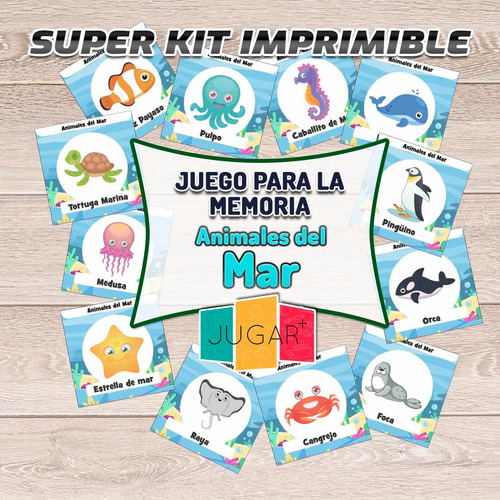 Kit Imprimible Juego De Memoria Animales Granja Mar Bichos