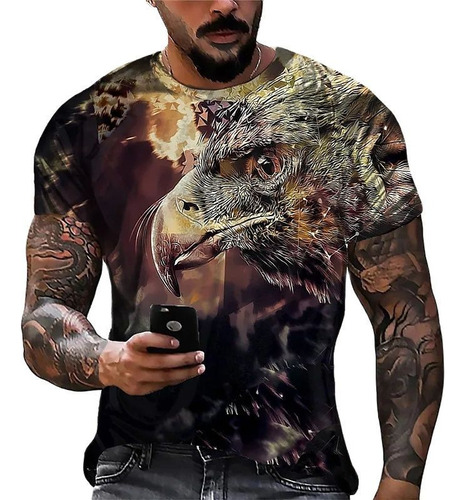 L Camiseta Moda Verano Águila Animal 3d Impreso Calle