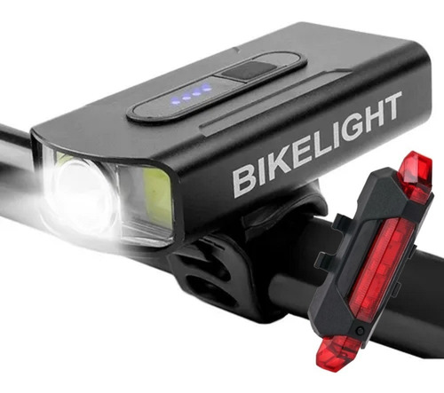 Kit Lanterna Sinalizador Frente E Atraz Recarregável Bike