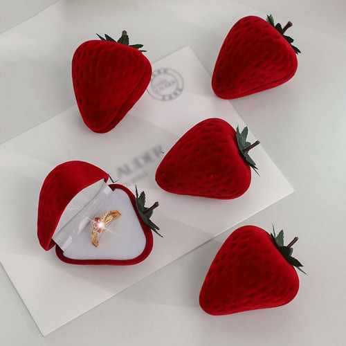 Imagen 4 de 7 de Caja Para Joyería Anillo Regalo Fresa - Adcesorios