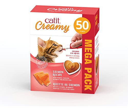 Cat Treat Catit, Cremoso Y Lamible, Sabor A Salmón, Paquete