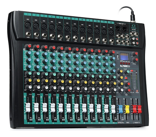 Mesa Som 12 Canais Bluetooth Usb Mp3 48v Phantom Power P10
