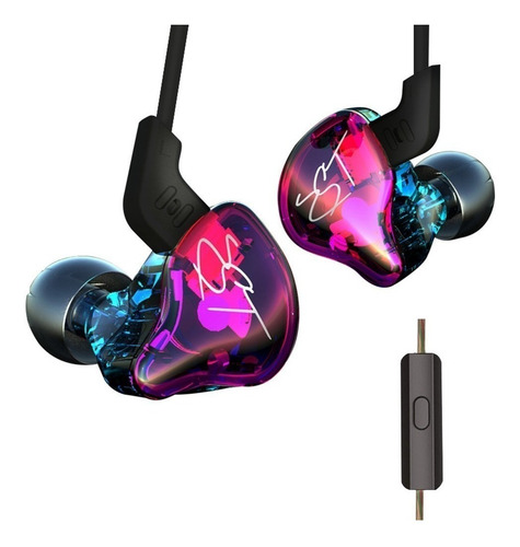 Imagen 3 de 3 de Auriculares in-ear KZ ZST with mic x 1 unidades purple y blue