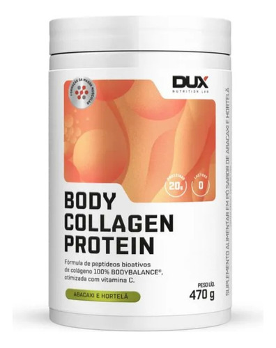 Body Collagen Protein Pote 470g Dux Nutrition Sabor Abacaxi Com Hortelã