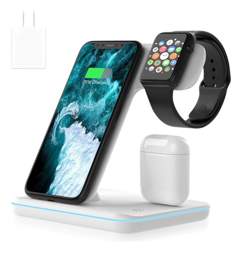 Cargador Inalámbrico 3 En 1 Para Apple Watch AirPods iPhone