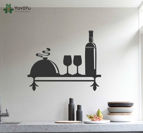 Vinilo Decorativo Copas Vino Charola Pared Mas Diseños 4u