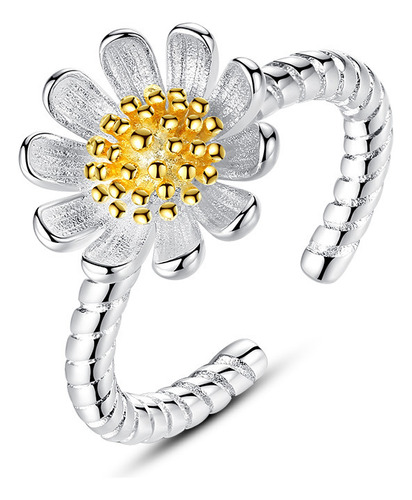 Lindo Par De Anillos Con Forma De Flor De Margarita Y Giraso