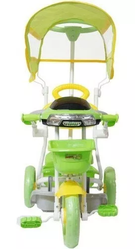 Triciclo Infantil Carrinho De Passeio 2 Em 1 Cobertura Haste