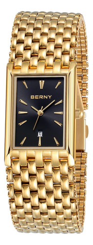 Berny Relojes De Oro Para Hombres Con Ventana De Fecha Movim