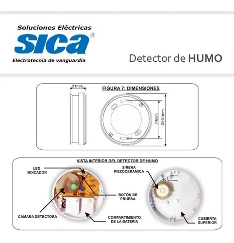 Detector De Humo Autonomo A Bateria 9v 376405 Sica Oficial