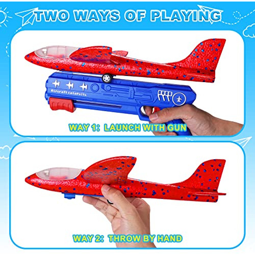 3 Pack Airplane Launcher Toys - Led Foam Airplane Glide...