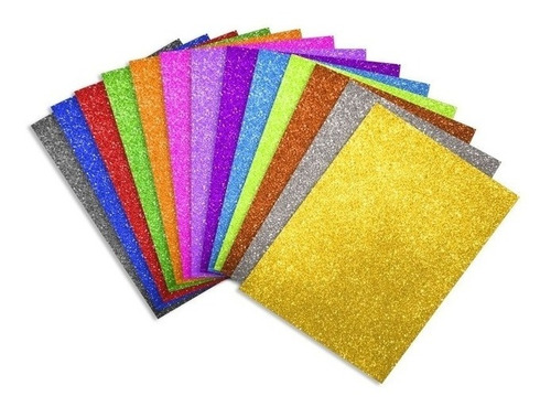 Goma Eva Glitter Autoadhesiva A4 Espesor 2mm Por 10 Planchas