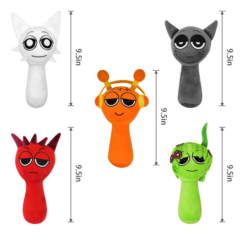 H+ Pack De 5 Muñecos Sprunki De Peluche Suaves Y Divertidos
